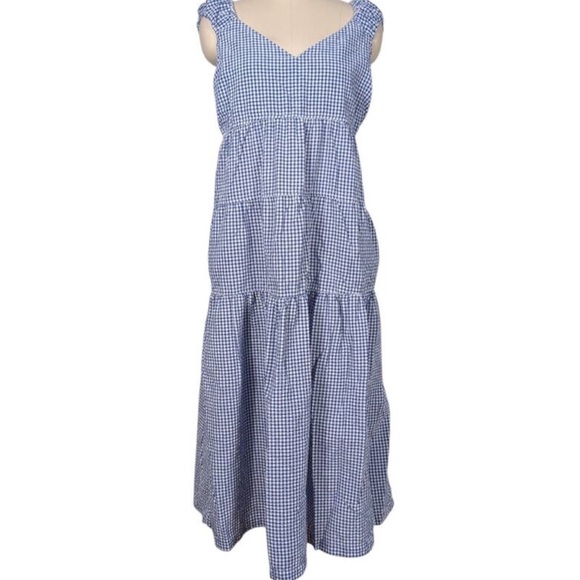 Old Navy Blue and White Gingham Maxi Dress and Bow - Picture 5 of 9